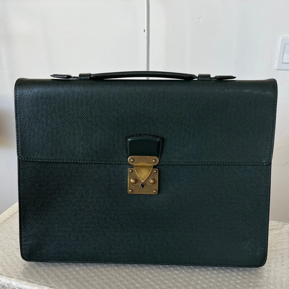 LV Taiga Leather Briefcase Unisex